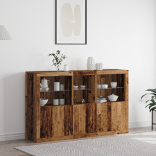 vidaXL Tálaló LED világítással Viharvert fa 162x37x100 cm Műanyag bútor