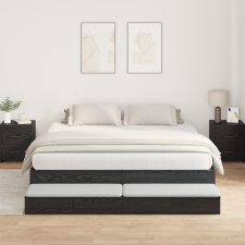 vidaXL Tároló Ágykeret Fekete Tölgy 200x200 cm ágy és ágykellék