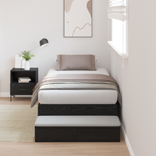 vidaXL Tároló Ágykeret Fekete Tölgy 75x190 cm ágy és ágykellék