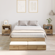 vidaXL tároló ágykeret Kézműves tölgy 120x200 cm ágy és ágykellék