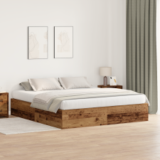 vidaXL Tároló Ágykeret Régi Fa 180x200 cm Műanyag Fa ágy és ágykellék