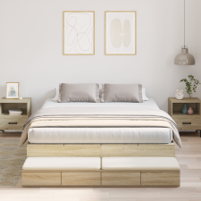vidaXL Tároló Ágykeret Sonoma Tölgy 150x200 cm ágy és ágykellék