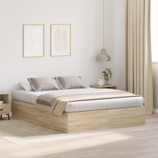 vidaXL Tároló Ágykeret Sonoma Tölgy 160x200 cm ágy és ágykellék