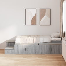 vidaXL Tároló Ágykeret Szürke Sonoma 90x190 cm ágy és ágykellék