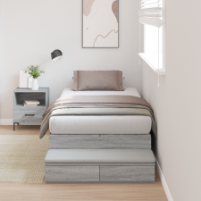 vidaXL Tároló Ágykeret Szürke Sonoma 90x190 cm ágy és ágykellék