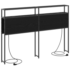 vidaXL Tároló fejtámla fejtámlával tárolóval Fekete tölgy 120 cm Faanyag (859740) ágy és ágykellék