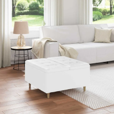 vidaXL Tároló oszmán párnával Fehér 80 x 80 x 45 cm Műbőr bútor