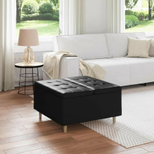 vidaXL Tároló oszmán párnával Fekete 80 x 80 x 45 cm Műbőr bútor