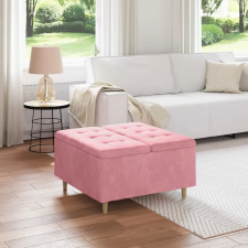  vidaXL Tároló oszmán párnával Rózsaszín 80 x 80 x 45 cm Bársony bútor