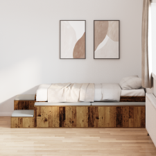 vidaXL Tárolóágykeret Régi Fa 75x190 cm ágy és ágykellék