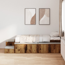 vidaXL Tárolóágykeret Régi Fa 75x190 cm ágy és ágykellék