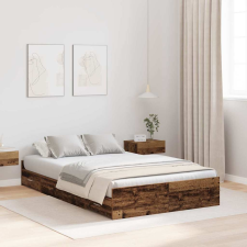 vidaXL Tárolós ágykeret fejtámlával Régi fa 120 x 190 cm Faanyag ágy és ágykellék