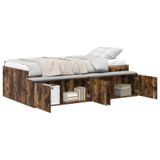 vidaXL Tárolós Ágykeret Füstölt Tölgy 75x190 cm (3335217) ágy és ágykellék