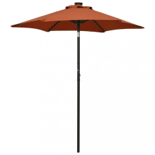 vidaXL Terrakotta színű alumínium napernyő LED-világítással 200x211 cm kerti bútor