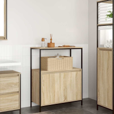 vidaXL Tölgy színű fürdőszobaszekrény polcokkal 76,5x35x95 cm fürdőszoba bútor