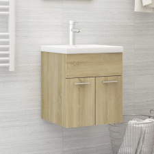 vidaXL Tölgyszínű forgácslap mosdószekrény beépített mosdókagylóval fürdőszoba bútor