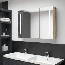 vidaXL tölgyszínű fürdőszobaszekrény LED világítással 89x14x62 cm fürdőszoba bútor