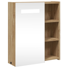 vidaXL tölgyszínű tükrös fürdőszobaszekrény LED-del 45 x 13 x 52 cm (357968) fürdőszoba bútor