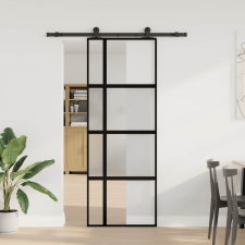 vidaXL tolóajtó vasalatokkal 76x205 cm edzett üveg&Alumínium (3333031) nyílászáró