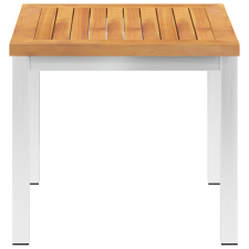vidaXL tömör akácfa és rozsdamentes acél kerti kisasztal 45x45x38 cm (46492) kerti bútor