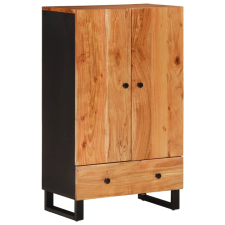 vidaXL tömör akácfa és vas magasszekrény fiókkal 60x33x100 cm (352934) bútor