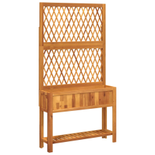 vidaXL tömör akácfa rácsos ültetőláda polccal 100 x 32 x 185 cm kerti tárolás