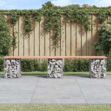 vidaXL tömör duglászfenyő gabion kerti pad 203x31x42 cm kerti bútor