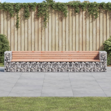 vidaXL tömör duglászfenyő gabion kerti pad 347x71x65,5 cm kerti bútor
