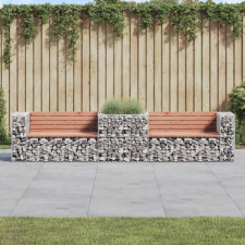 vidaXL tömör duglászfenyő kerti pad gabion kosárral kerti bútor