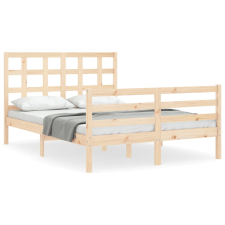 vidaXL tömör fa ágykeret fejtámlával 140 x 190 cm (3193966) ágy és ágykellék