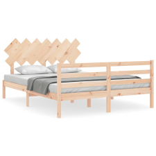 vidaXL tömör fa ágykeret fejtámlával 140 x 190 cm (3195266) ágy és ágykellék