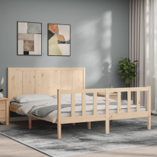 vidaXL tömör fa ágykeret fejtámlával 160 x 200 cm ágy és ágykellék