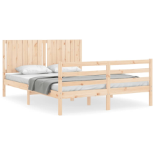 vidaXL tömör fa ágykeret fejtámlával 160 x 200 cm (3194776) ágy és ágykellék