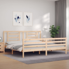 vidaXL tömör fa ágykeret fejtámlával 200 x 200 cm ágy és ágykellék