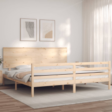 vidaXL tömör fa ágykeret fejtámlával 200 x 200 cm ágy és ágykellék