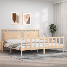 vidaXL tömör fa ágykeret fejtámlával 200 x 200 cm ágy és ágykellék