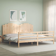 vidaXL tömör fa ágykeret fejtámlával 200 x 200 cm ágy és ágykellék