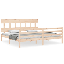 vidaXL tömör fa ágykeret fejtámlával 200 x 200 cm (3195176) ágy és ágykellék