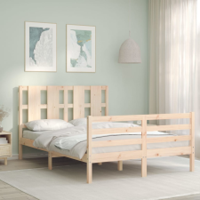 vidaXL tömör fa ágykeret fejtámlával 4FT Small Double ágy és ágykellék