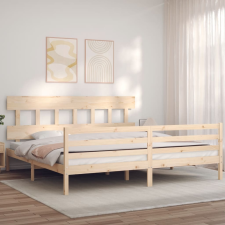 vidaXL tömör fa ágykeret fejtámlával 6FT Super King Size ágy és ágykellék
