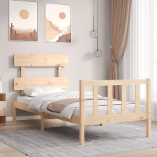 vidaXL tömör fa ágykeret fejtámlával 90 x 200 cm ágy és ágykellék