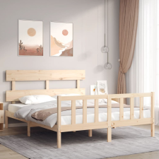 vidaXL tömör fa ágykeret fejtámlával King Size ágy és ágykellék