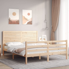vidaXL tömör fa ágykeret fejtámlával King Size ágy és ágykellék
