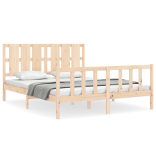 vidaXL tömör fa ágykeret fejtámlával King Size (3192236) ágy és ágykellék