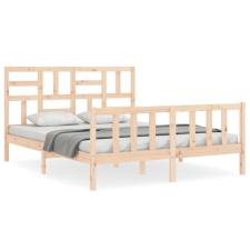 vidaXL tömör fa ágykeret fejtámlával King Size (3193081) ágy és ágykellék