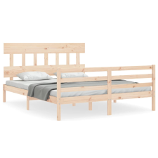 vidaXL tömör fa ágykeret fejtámlával King Size (3195161) ágy és ágykellék