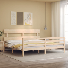 vidaXL tömör fa ágykeret fejtámlával Super King Size ágy és ágykellék