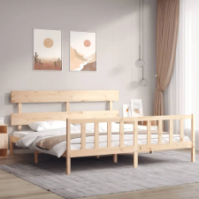 vidaXL tömör fa ágykeret fejtámlával Super King Size ágy és ágykellék