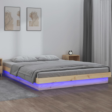 vidaXL tömör fa ágykeret LED-ekkel 140 x 190 cm ágy és ágykellék