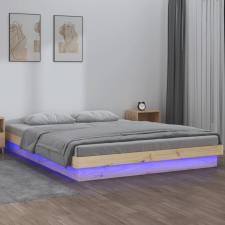 vidaXL tömör fa ágykeret LED-világítással 160 x 200 cm ágy és ágykellék